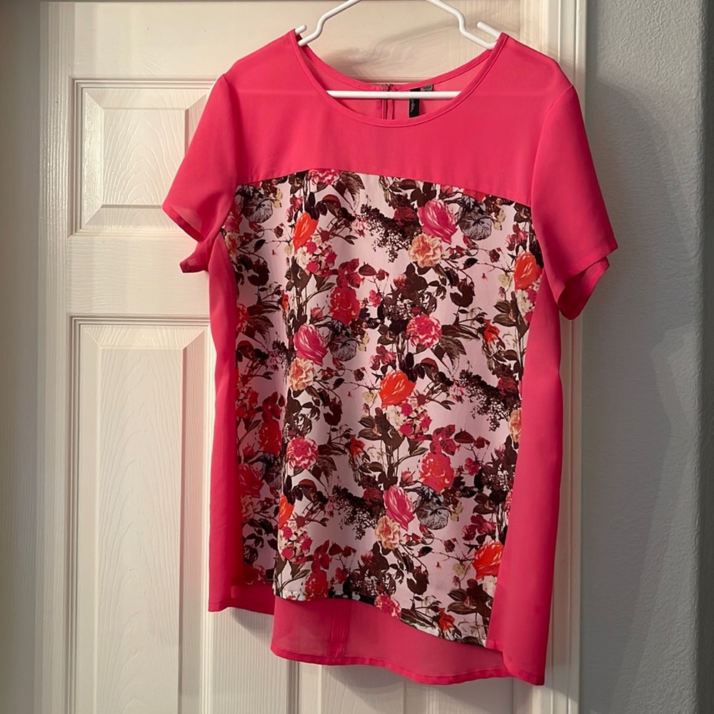 Kut from the Kloth fuchsia pink floral blouse XL